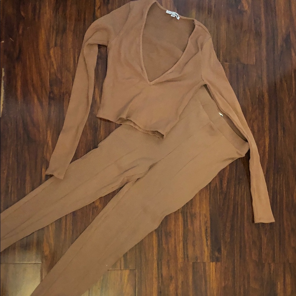 Fashion Nova Tan Ribbed Knit Top